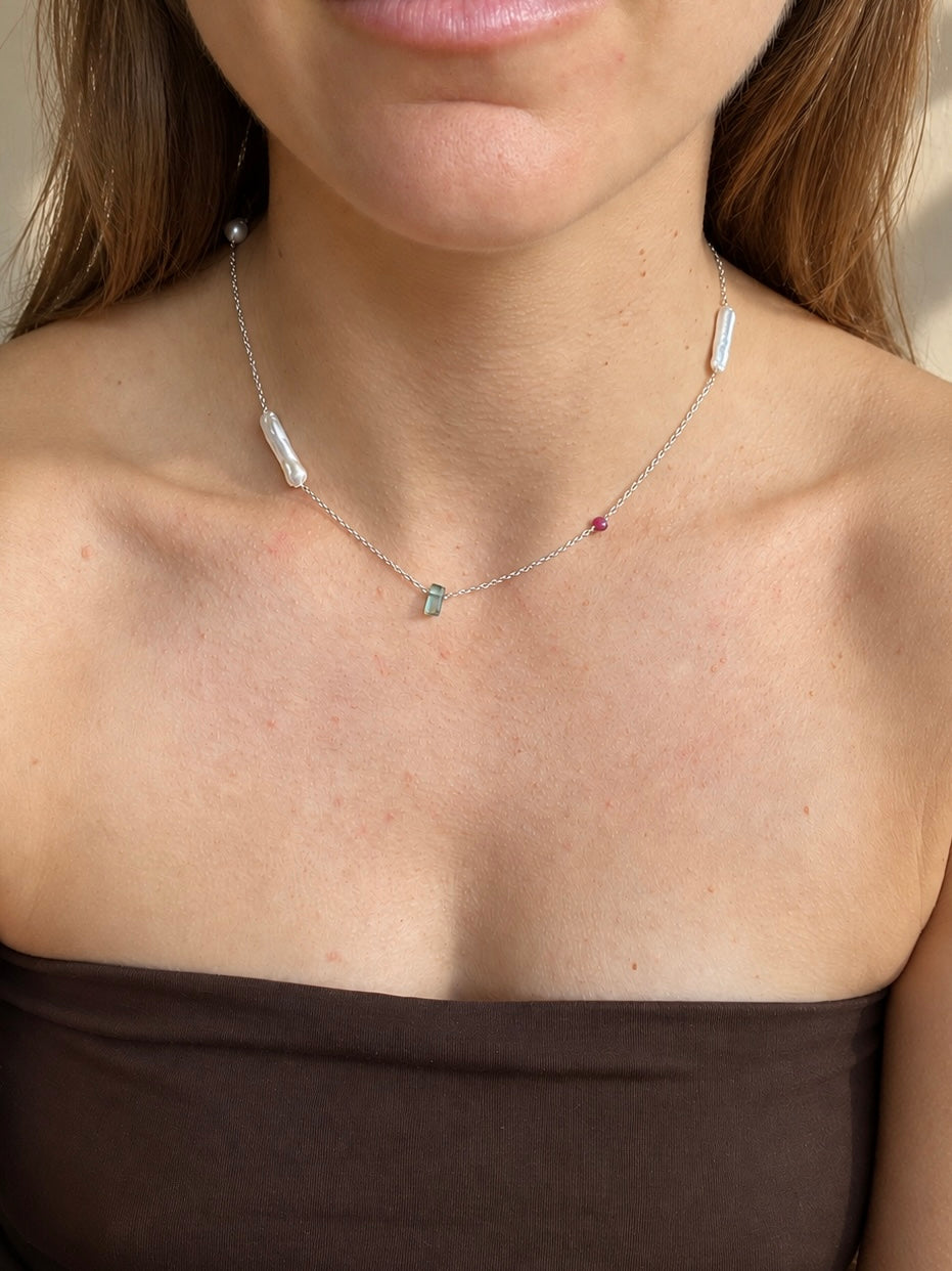 Amélie | Pearl & Gemstone Necklace