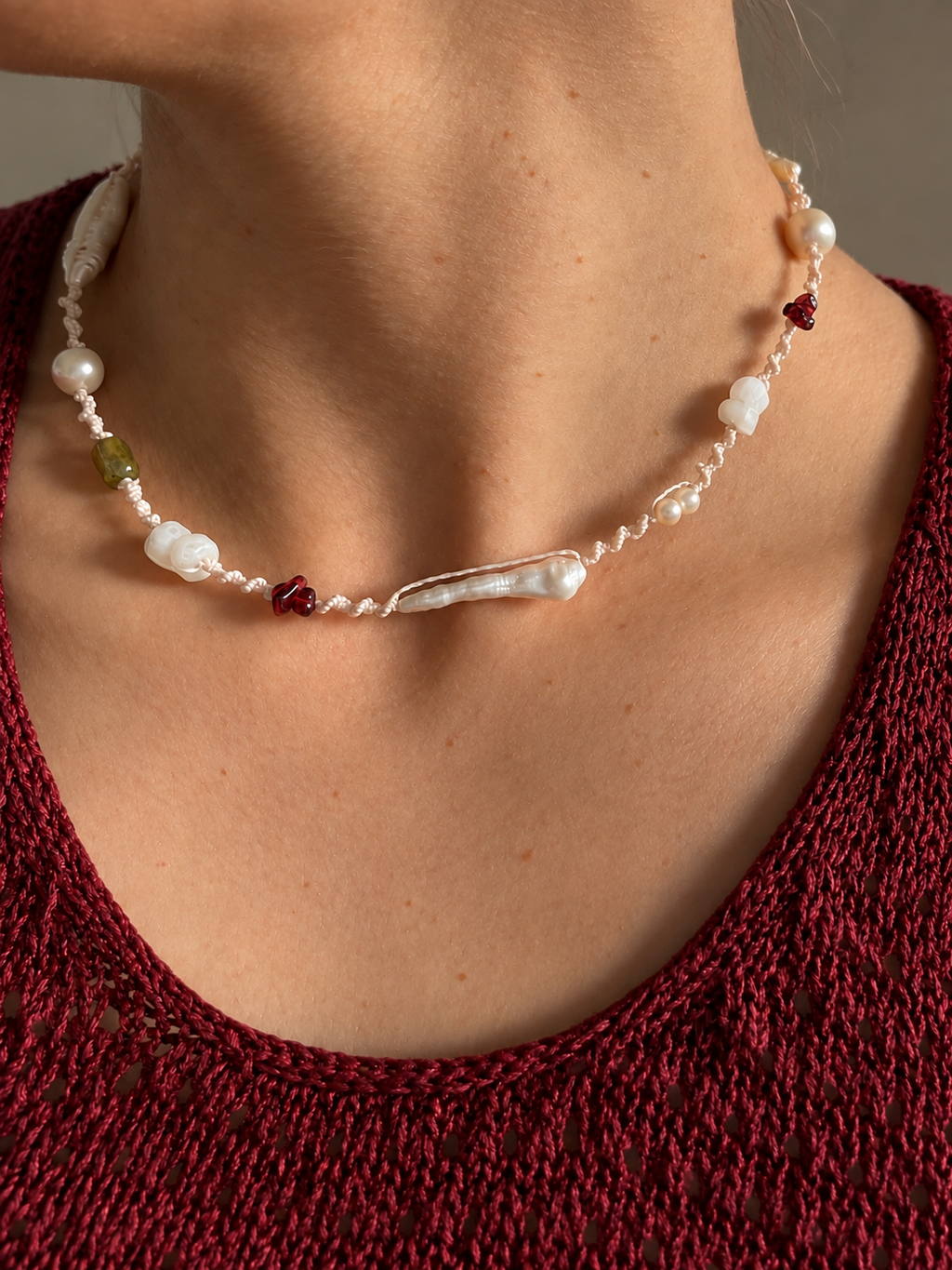 Mila – Hand-Knotted Pearl & Gemstone Necklace | KABU ATELIER