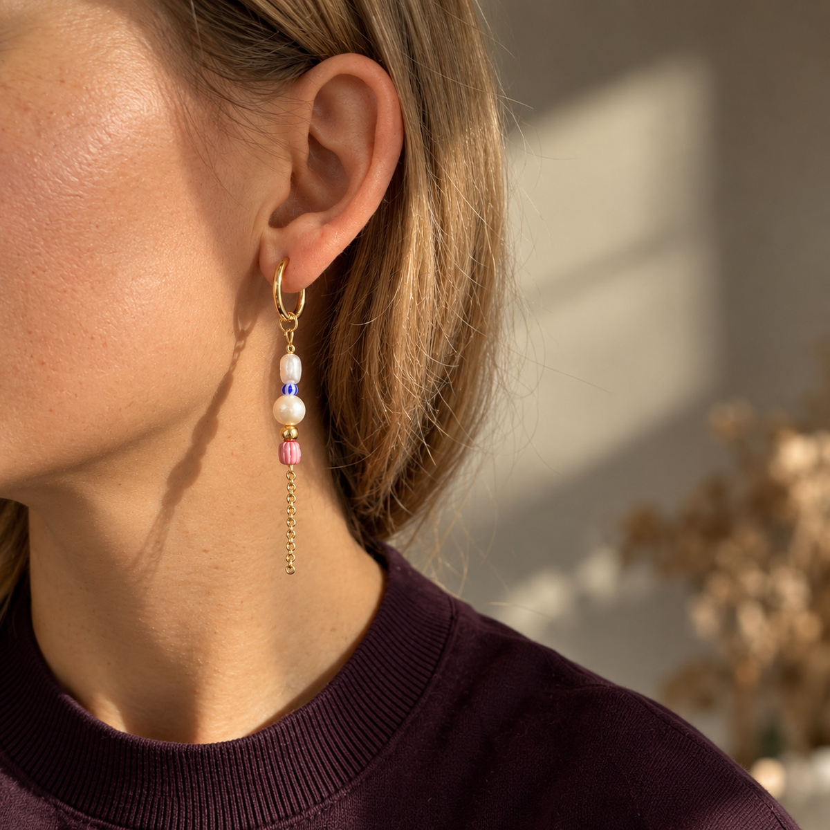 MILA – Freshwater Pearl & Glass Bead Earrings