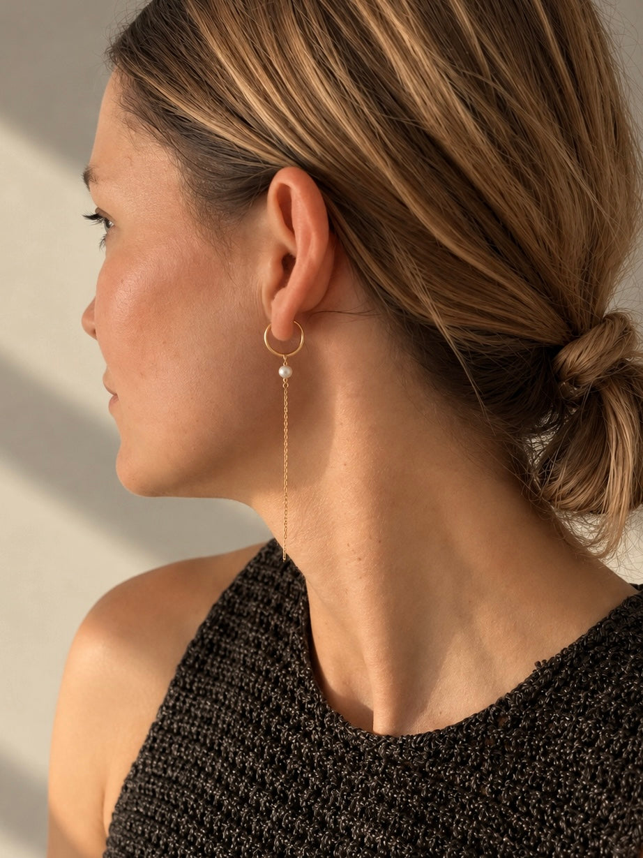 IRIS - Freshwater Pearl Long Chain Earrings
