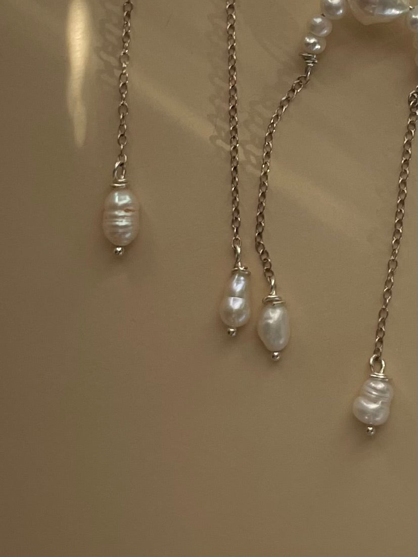 LUNA – Freshwater Pearl Chain Earrings