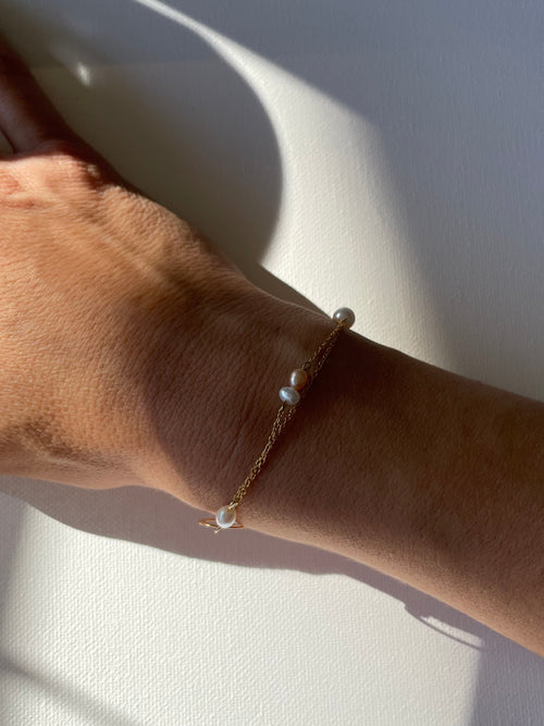 ALMA - Double Chain Freshwater Pearl Bracelet